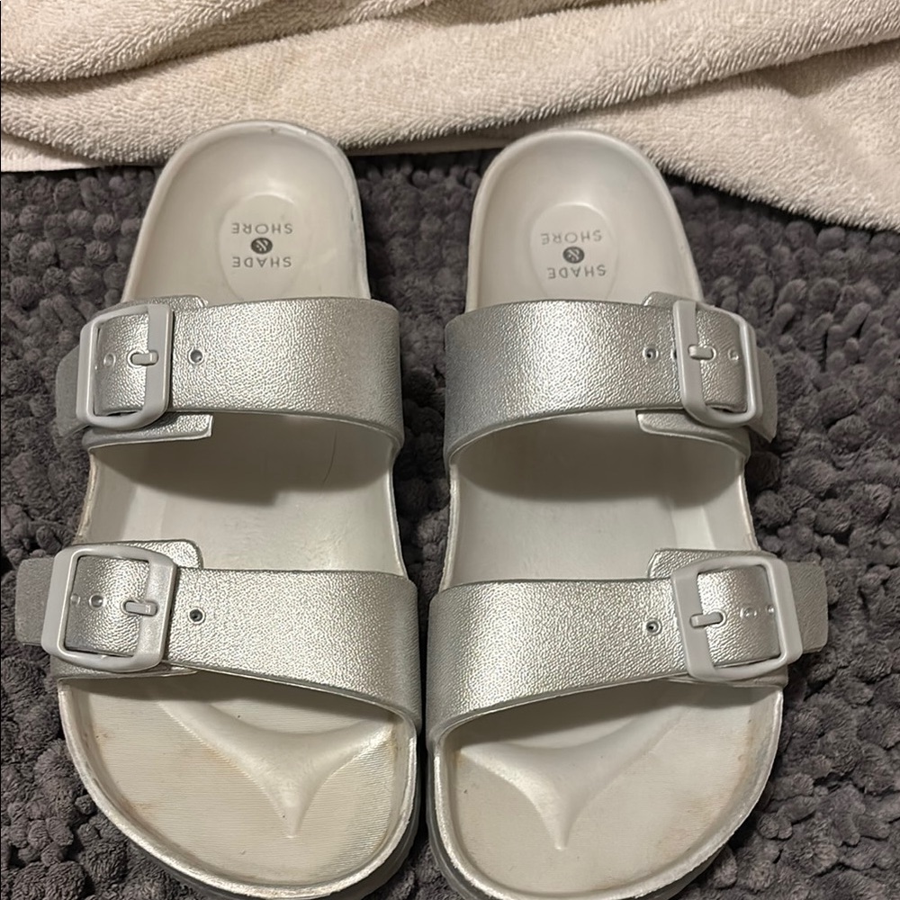 Shade & Shore Metallic Slide Sandals
